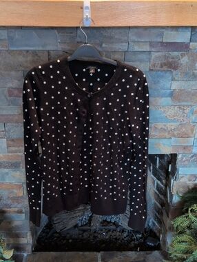 Ann Taylor Black Sweater with White Polka Dots